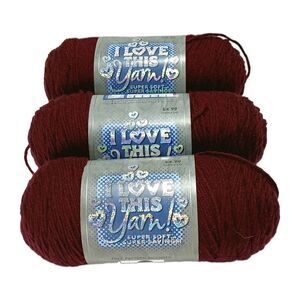 I Love This Yarn Lot of 3 Acrylic Yarn Each Skein is 355 yds & 7oz. Aubergine